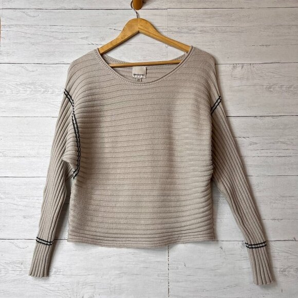 Industry Republic Clothing Sweater Womens Size S/P Taupe Black Ottoman Rib Knit - Picture 1 of 16